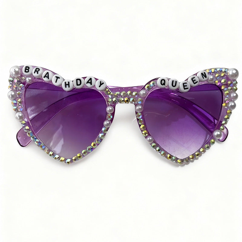 Decorative Rhinestone-Embellished Heart Sunglasses Bowlift
