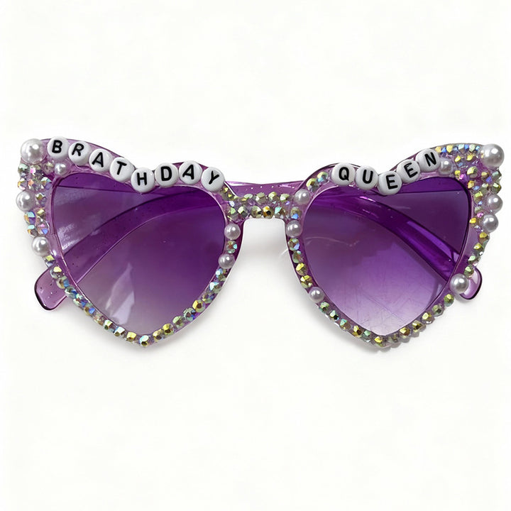 Decorative Rhinestone-Embellished Heart Sunglasses Bowlift