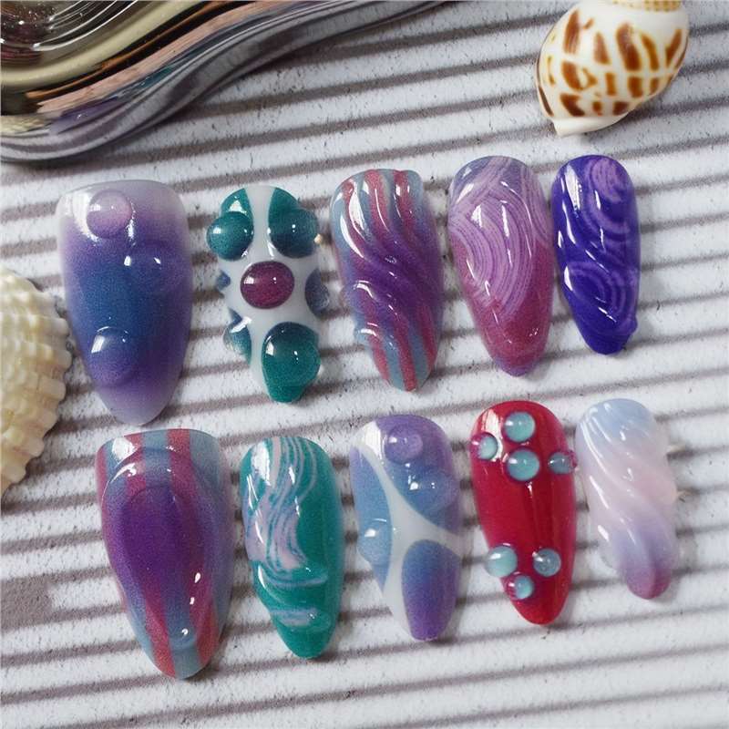 Artistic Cartoon-Themed Press-On Nail Art Set Bowlift