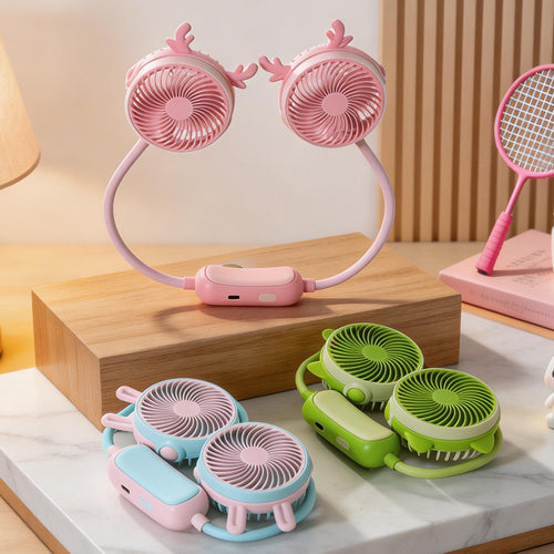 Women Portable Neck Fan with Cute Design and Flexible Adaptability Bowlift