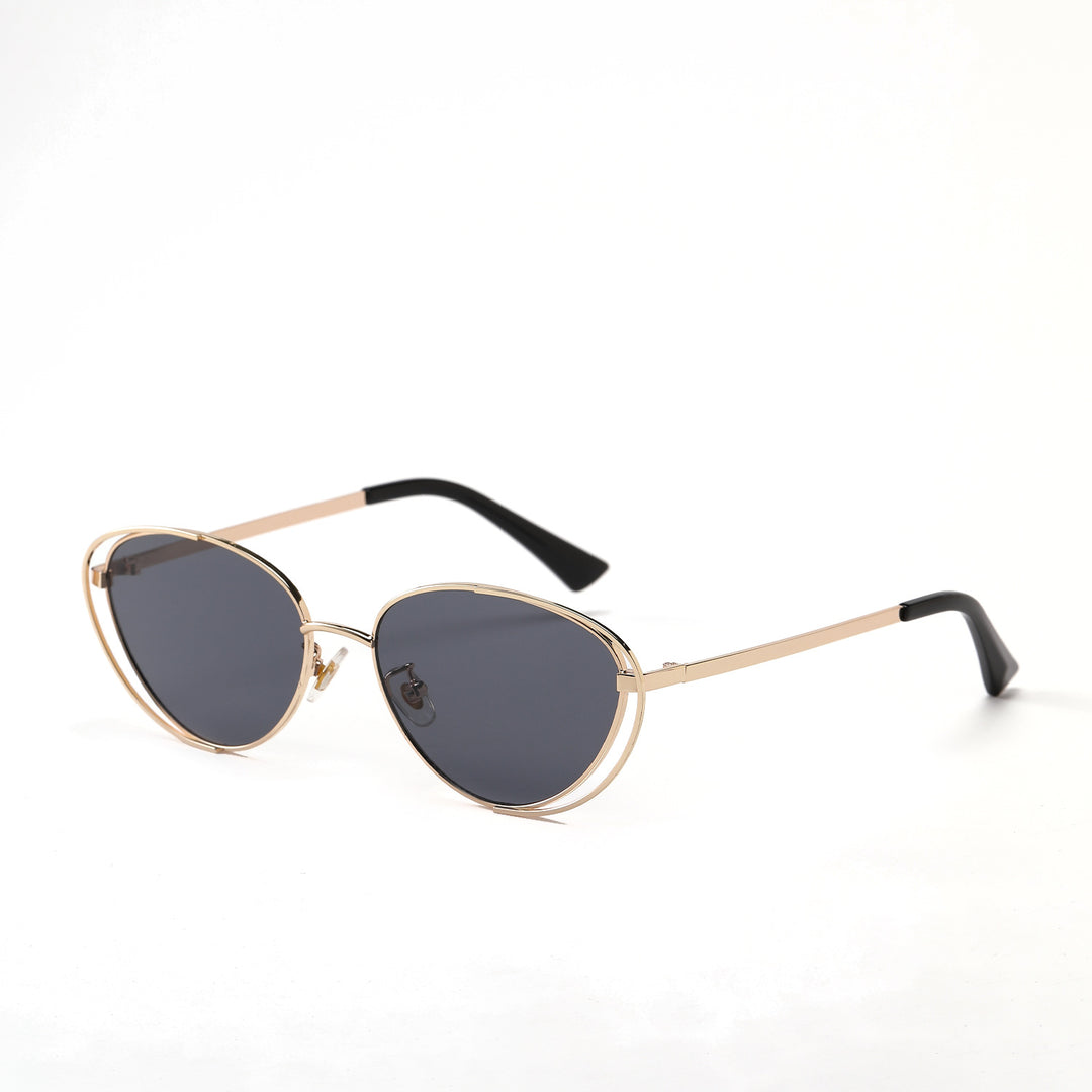 Ladies geometric sunglasses with red lenses and elegant metal frame Bowlift
