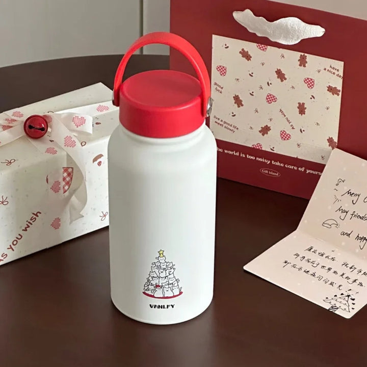 Ladies' insulation drinking bottle with creative animal design and practical flip lid Bowlift