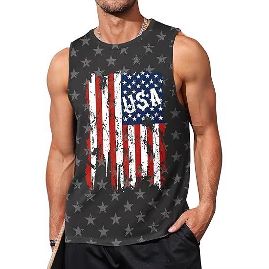 Men's nan patriotic graphic sleeveless muscle tank top with eagle print Bowlift