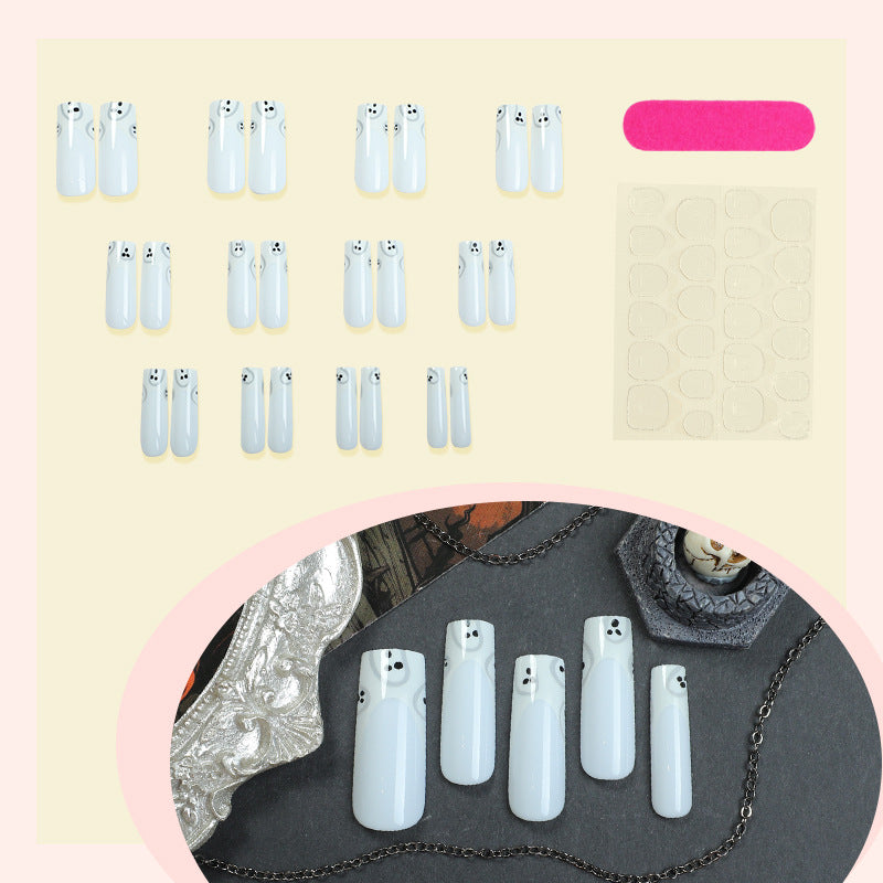 Thematic Press-On Nail Set with Ghost Designs Bowlift