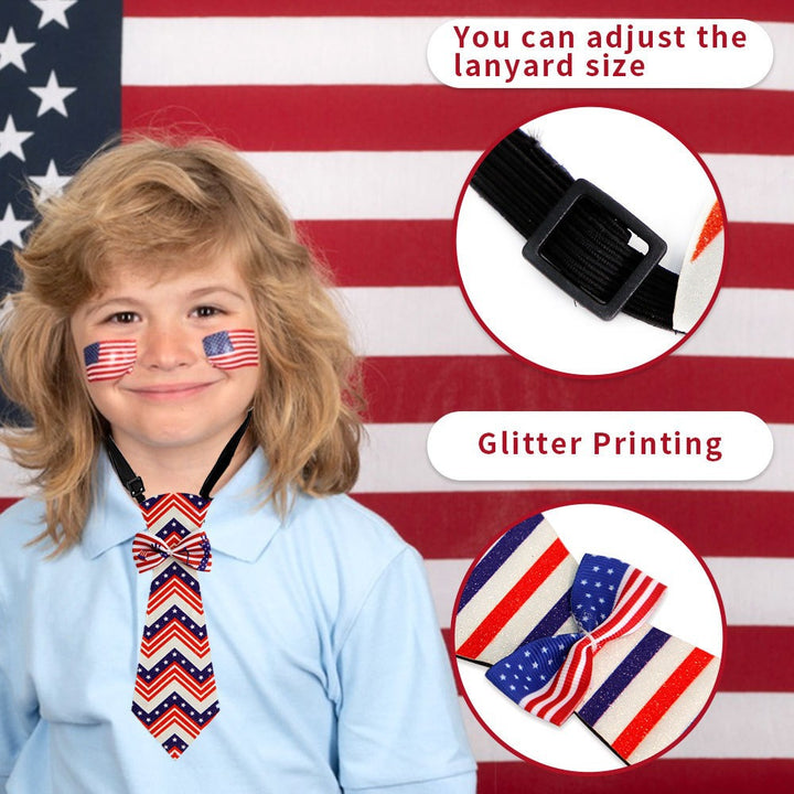 Unisex nan patriotic striped pet necktie with adjustable elastic collar Bowlift