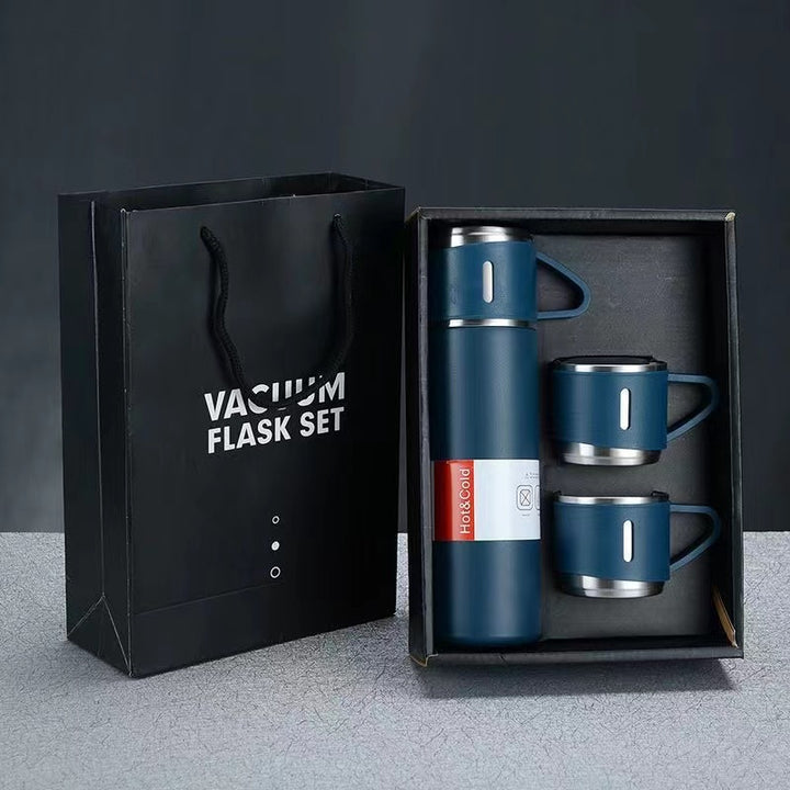 Women’s stainless steel vacuum flask with two accompanying cups Bowlift