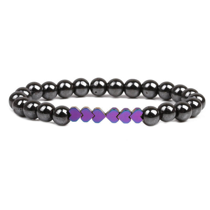 Natural Stone Beaded Bracelet with Heart Accents Bowlift