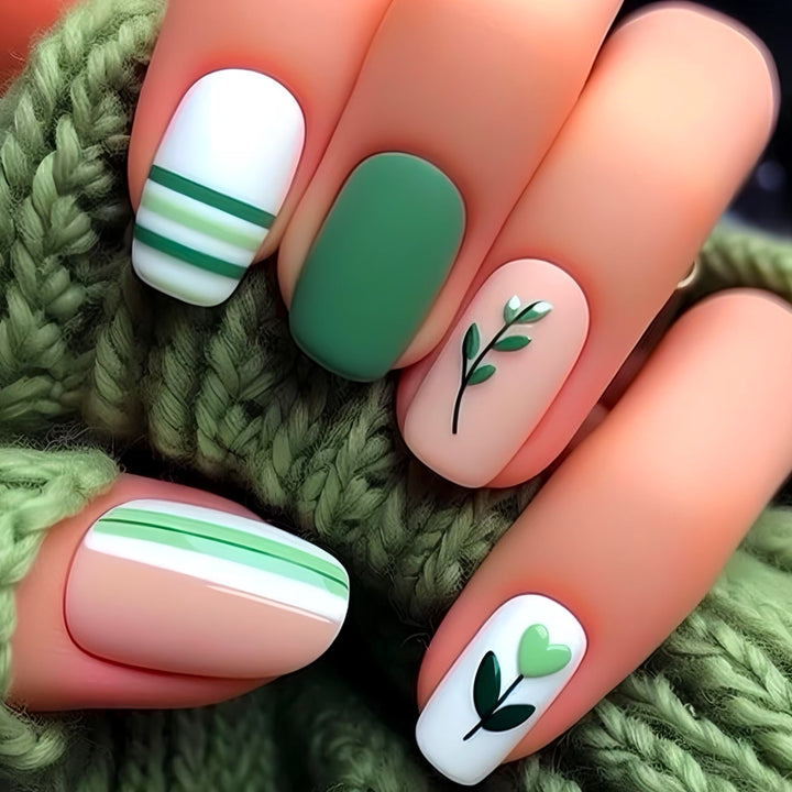 Artistic Botanical Press-On Nail Art Set Bowlift