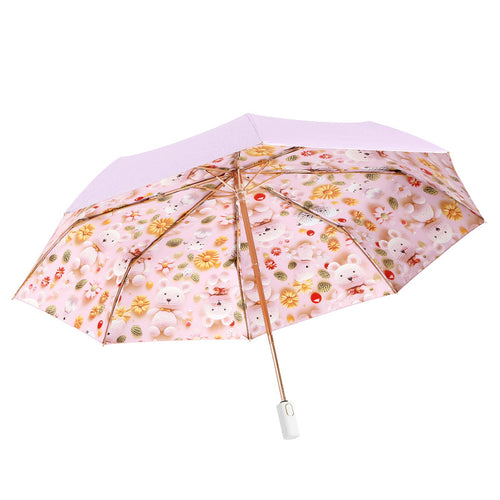 Ladies Folding Umbrella with Cute Animal Design Bowlift