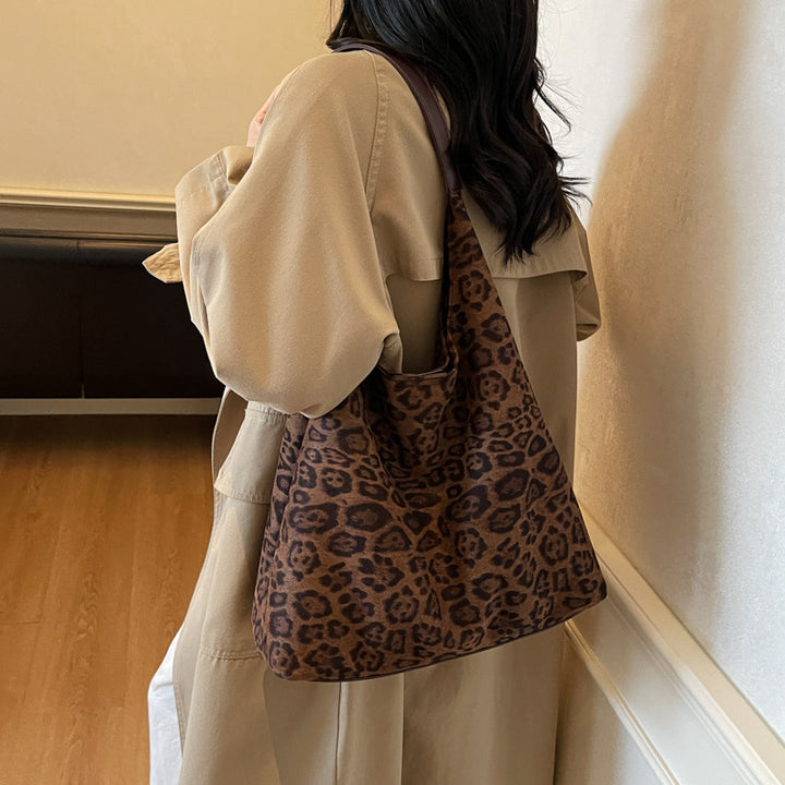 Suede Leopard Print Hobo Bag Bowlift