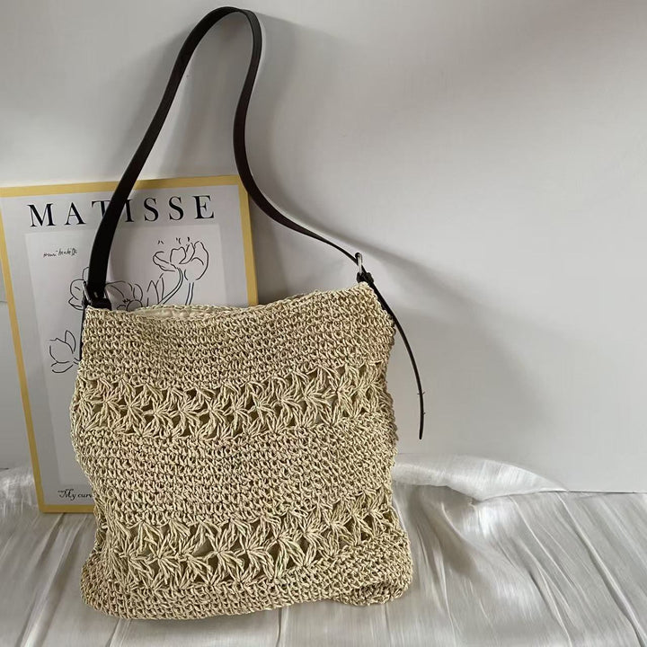 Woven Material Handbag with Adjustable Shoulder Strap Bowlift