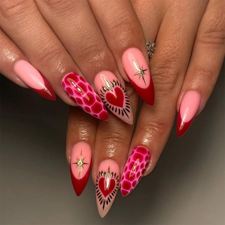 Heart-Themed Decorative Press-On Nails Bowlift