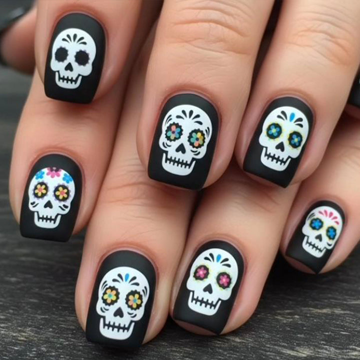 Artistic Skull Design Nail Art Bowlift