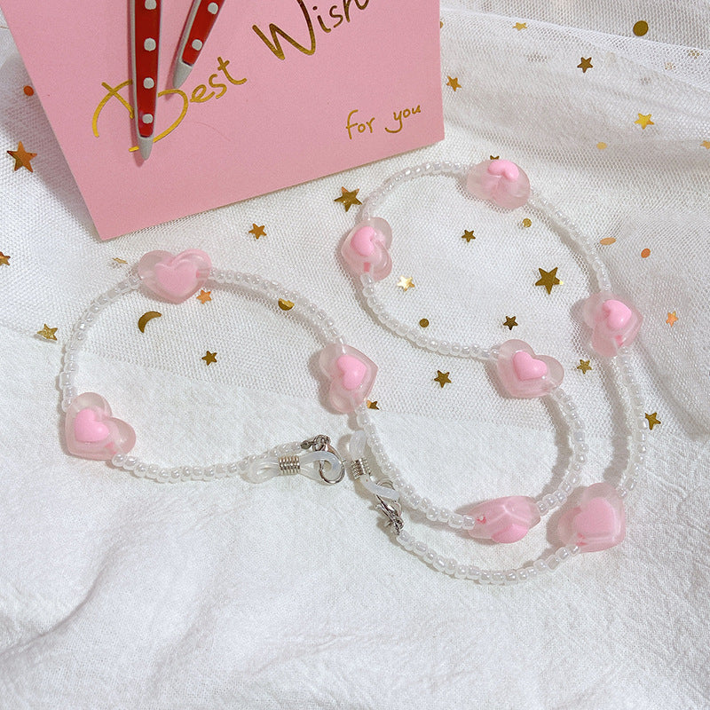 Fashionable glasses strap with heart pendants Bowlift