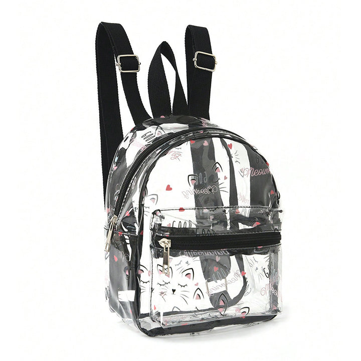 Women's Transparent Backpack with Cat Design Bowlift