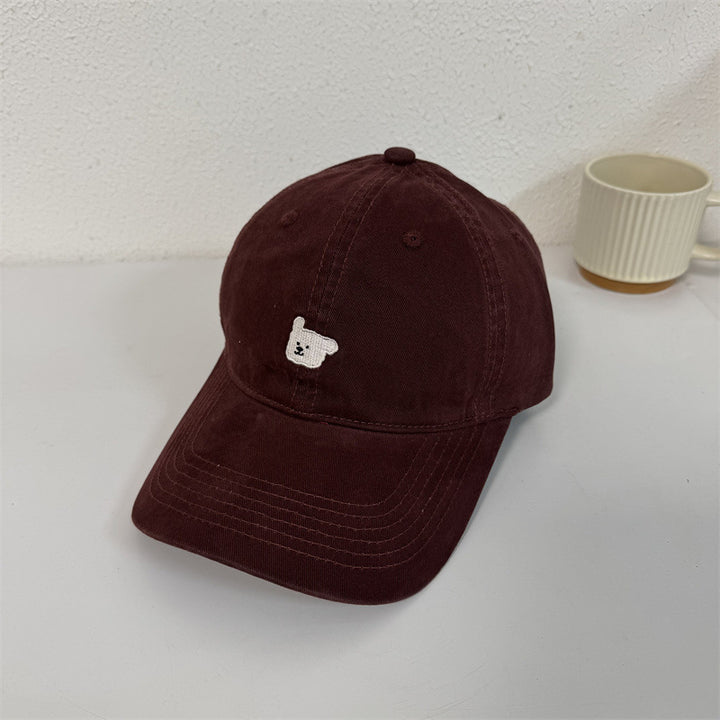 Women's Cute Embroidered Bear Cap Bowlift