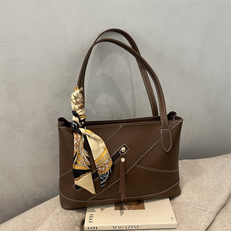 Stylish Tote Bag with Decorative Scarf