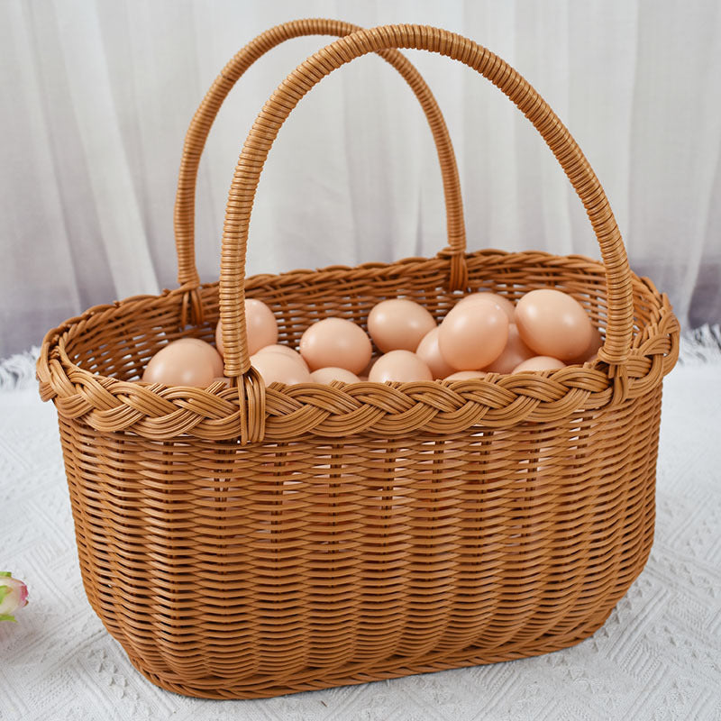 Handwoven Storage Basket with Braided Handles Bowlift