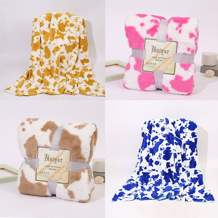 Ultra-Soft Cow Print Fleece Throw Blanket