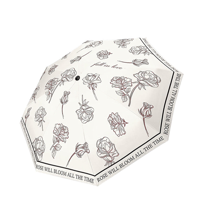 Women's Folding Umbrella with Transparent Flower Design Bowlift