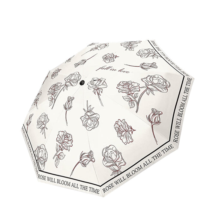 Women's Folding Umbrella with Transparent Flower Design Bowlift