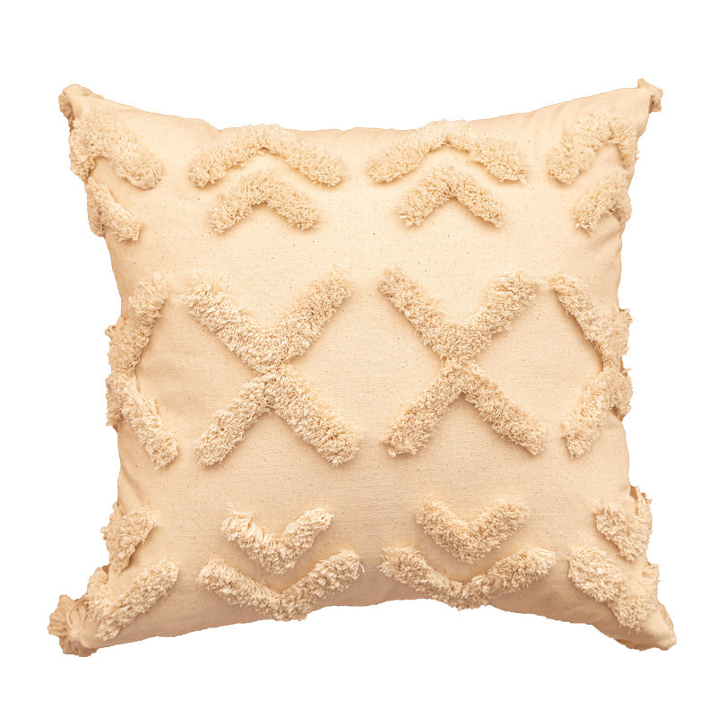 Structured Fringe Embroidered Cushion