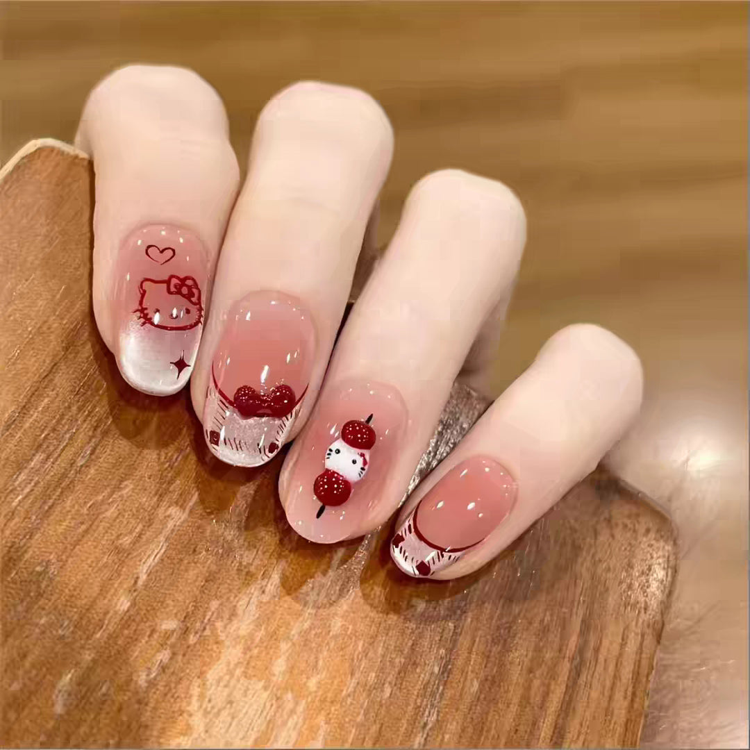 Whimsical Character Press-On Nail Art Bowlift