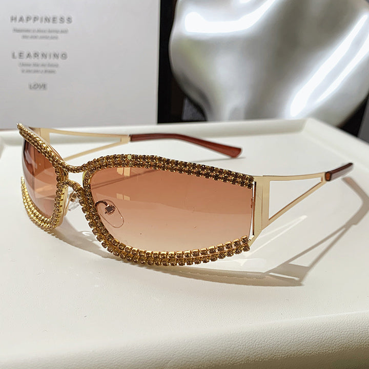 Women Cat-Eye Sunglasses with Sparkling Crystal Frame Bowlift