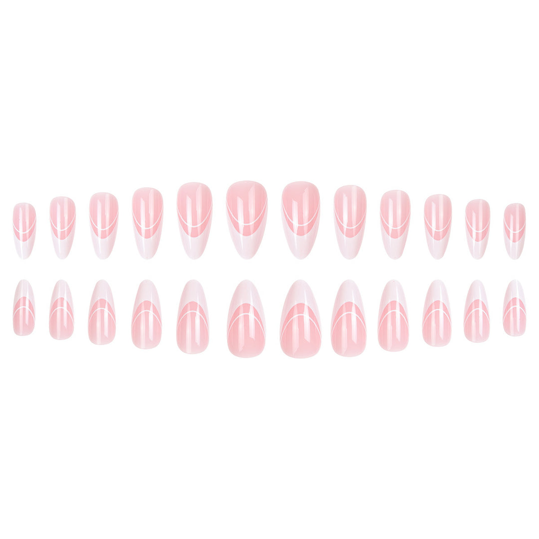 Elegant Stiletto Press-On Nails with Artistic Lines Bowlift
