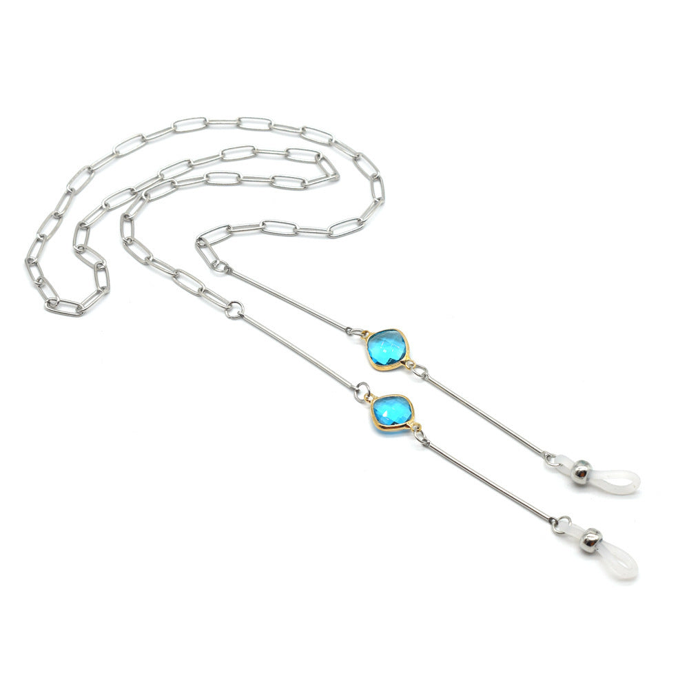 Fashionable glasses holder chain with colorful crystal pendants Bowlift