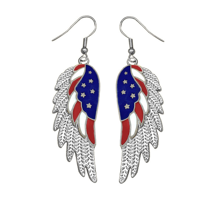 Women's stud earrings wing design enamel with star motif and fine alloy Bowlift