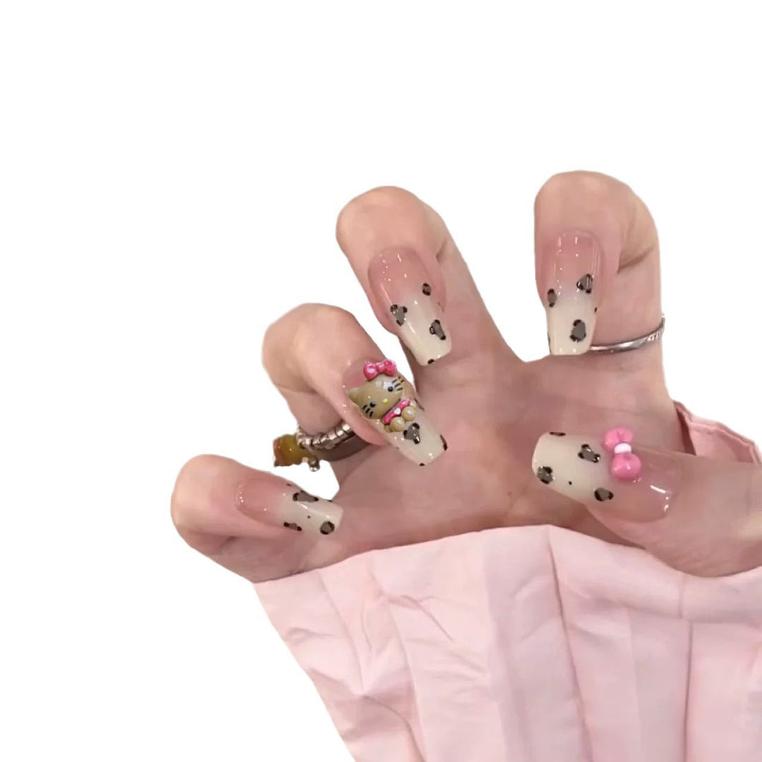 Playful art false nails with cute animal motifs Bowlift