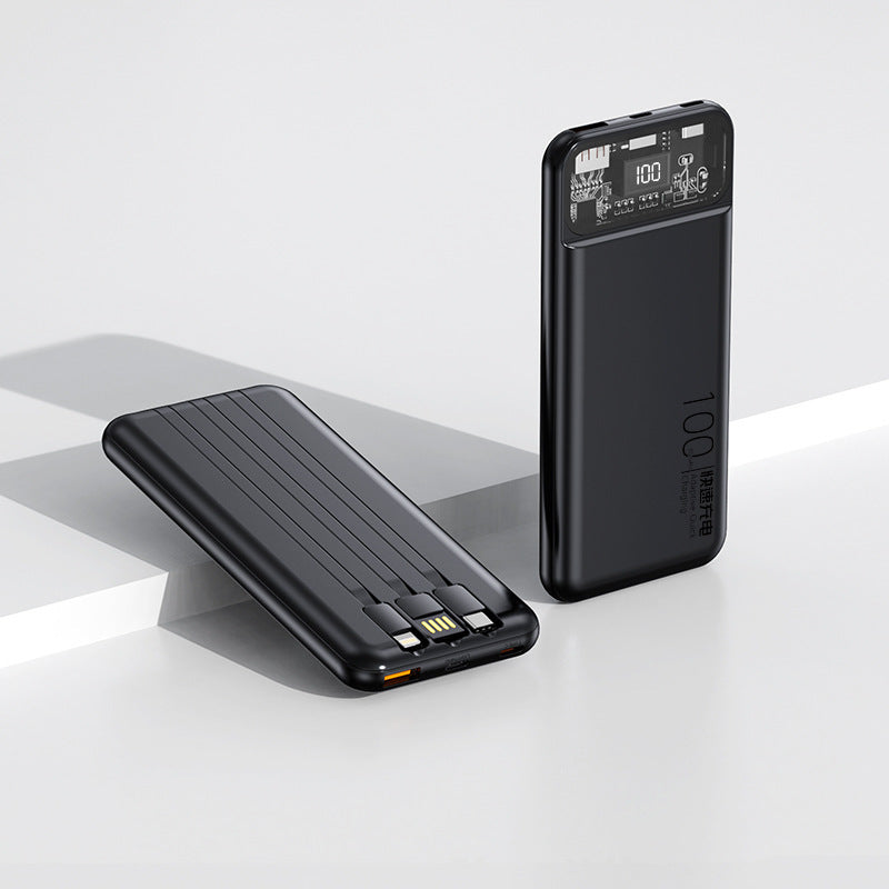 Portable power bank with multifunctional cable system and digital display Bowlift