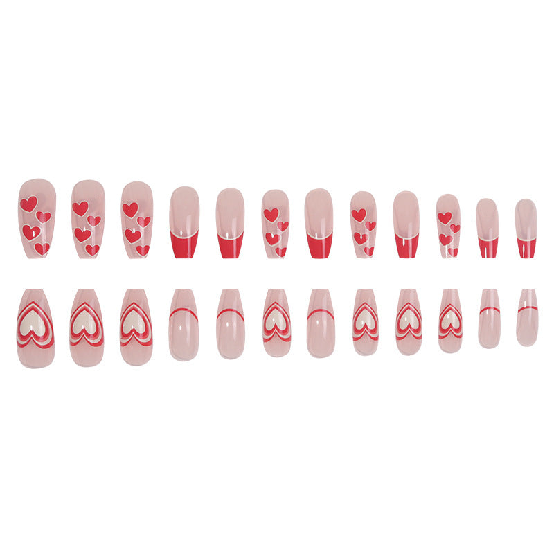 Artistic Heart-Embellished Press-On Nails Bowlift