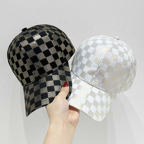 Women's Stylish Checkered Pattern Baseball Cap Bowlift