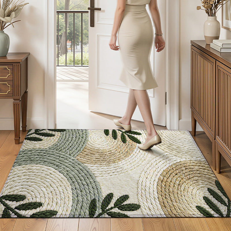 Textured Leaf Print Entrance Mat Bowlift