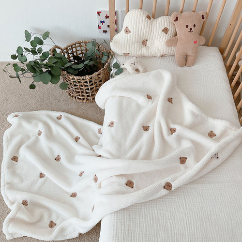 Soft Floral Embroidered Throw Blanket