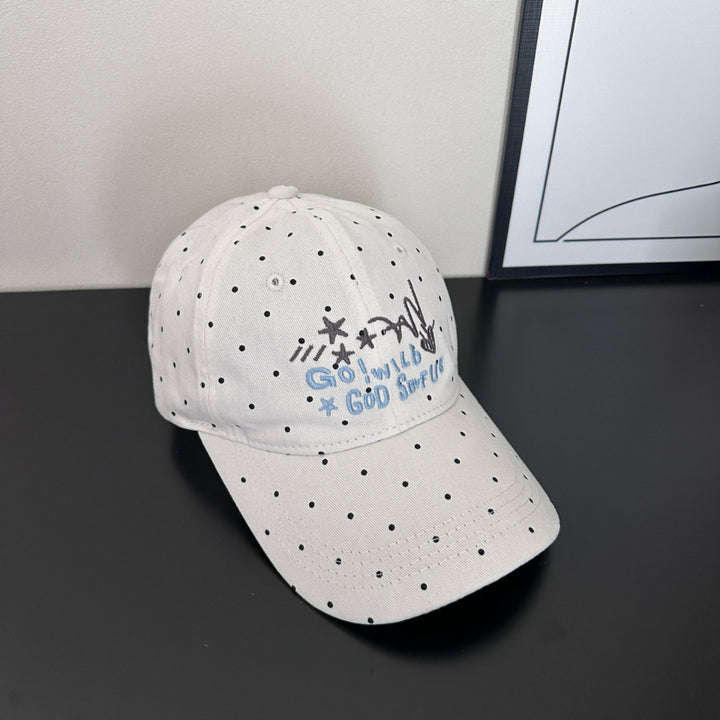 Women's Trendy Polka Dot Embroidered Baseball Cap Bowlift