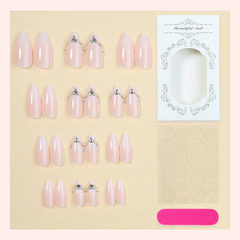 Premium Decorative Press-On Nail Set with Gem Accents Bowlift
