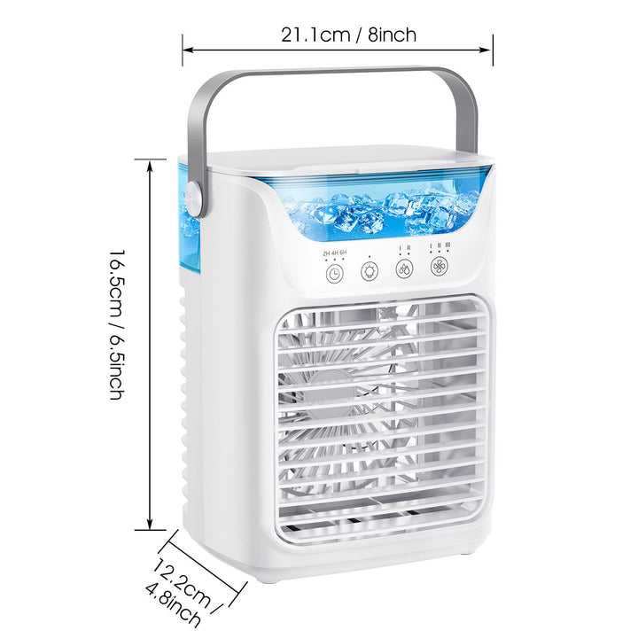 Cooling portable evaporative air cooler with refillable water reservoir adjustable louvers quiet fan and carry handle Bowlift