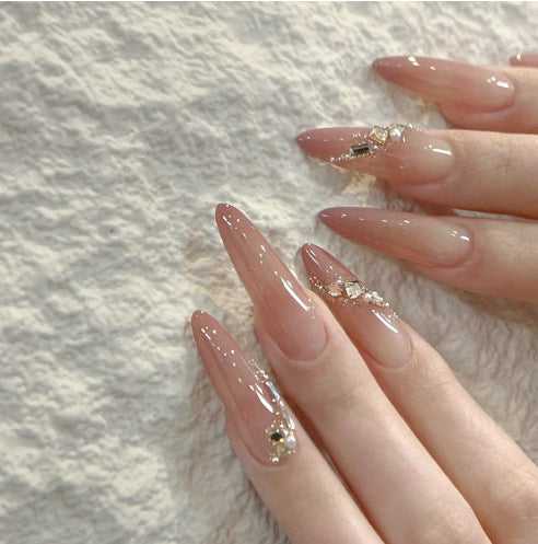 Decorative Stiletto Press-On Nails with Elegant Detailing Bowlift