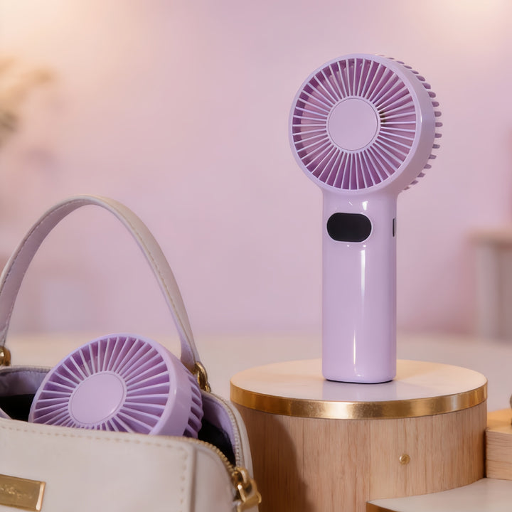 Women's Portable Mini Handheld Fan with LCD Display Bowlift
