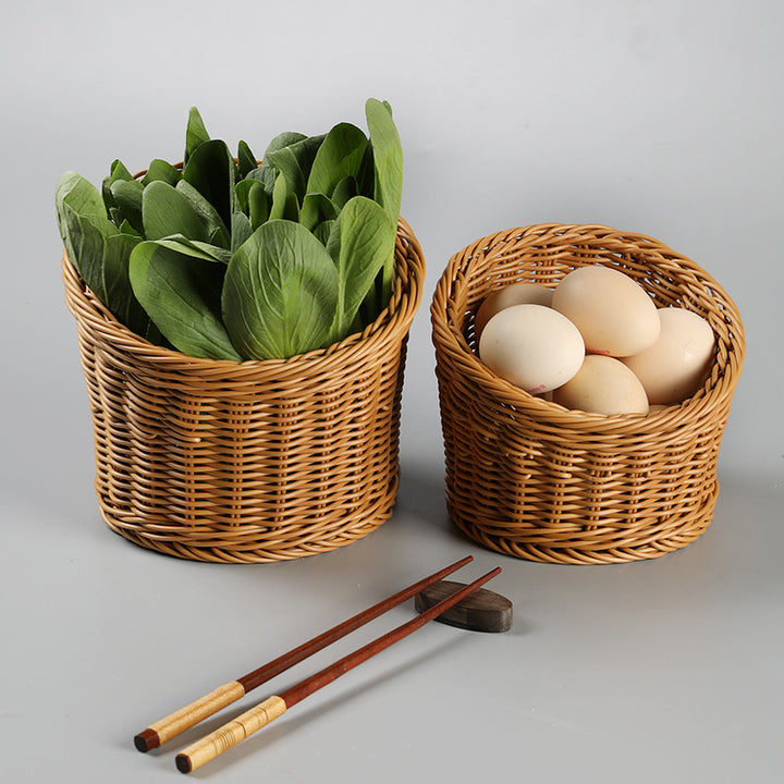 Handcrafted Natural Wicker Storage Basket Bowlift