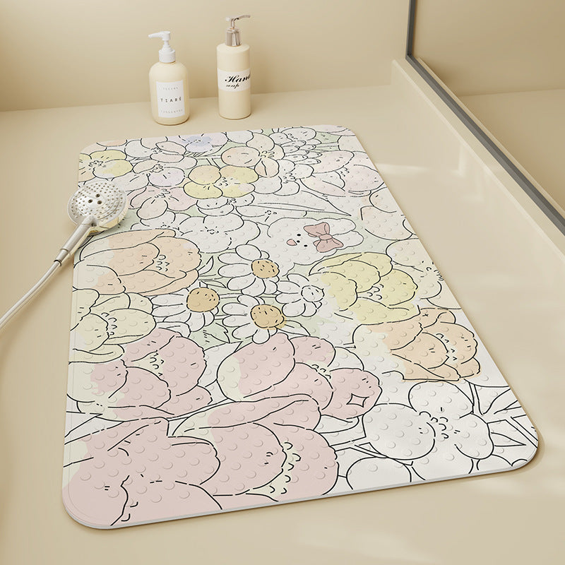 Floral Pattern Bath Mat Bowlift