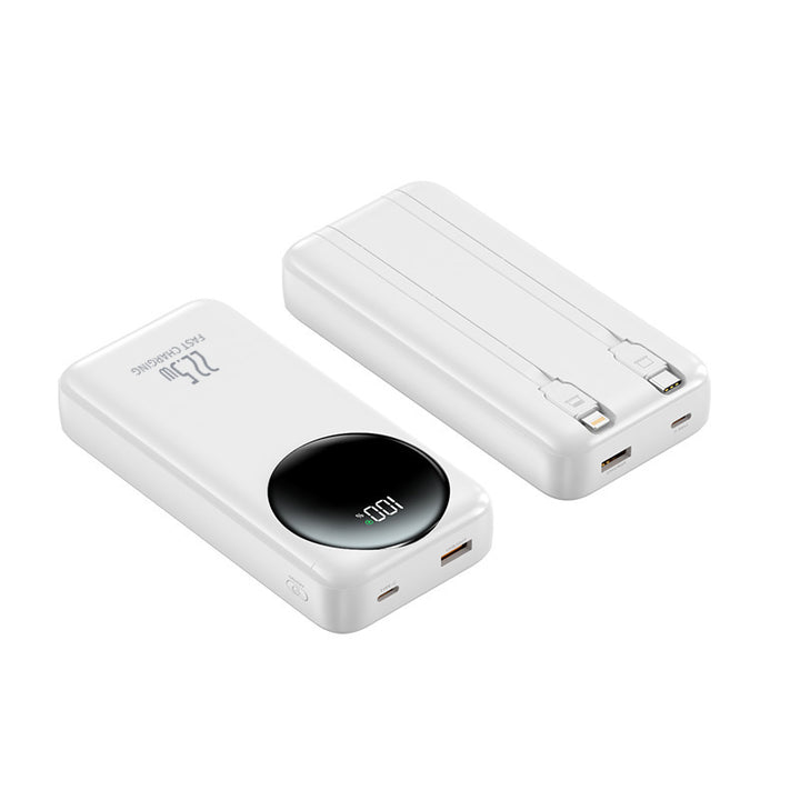 Portable power bank with integrated cables and digital power display Bowlift