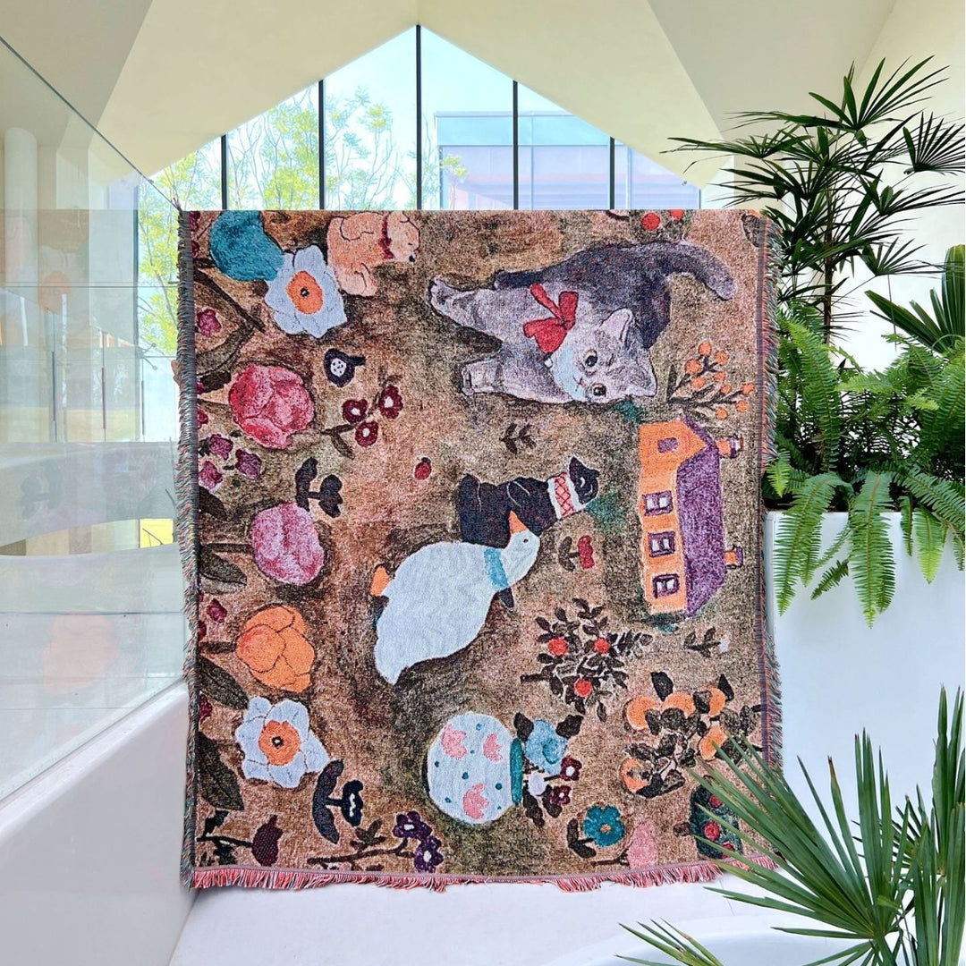 Artistic Animal-Themed Tapestry Throw Blanket