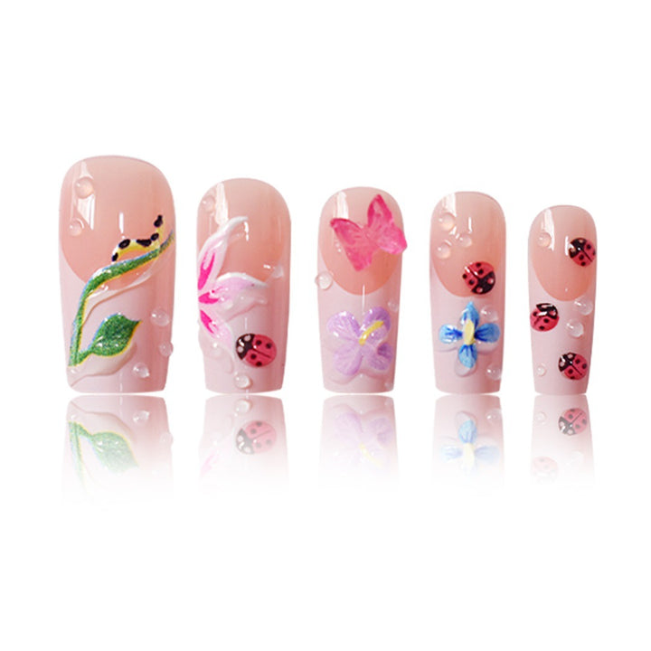 Floral Raised 3D Press-On Nail Set Bowlift