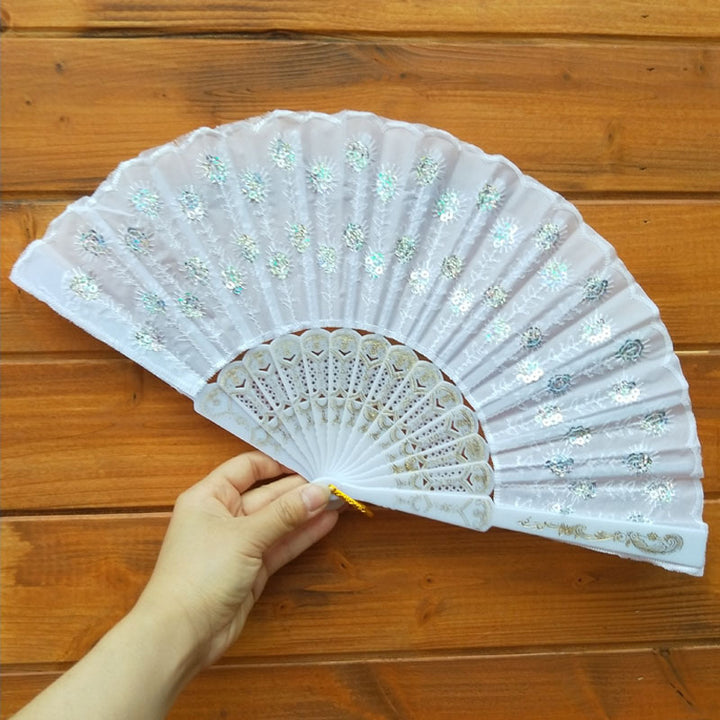 Women's high-quality lace fan with artistic floral motifs Bowlift