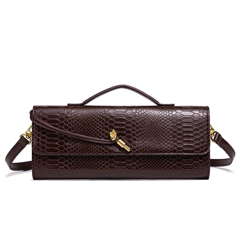 Embossed Snake Print Evening Clutch Bowlift