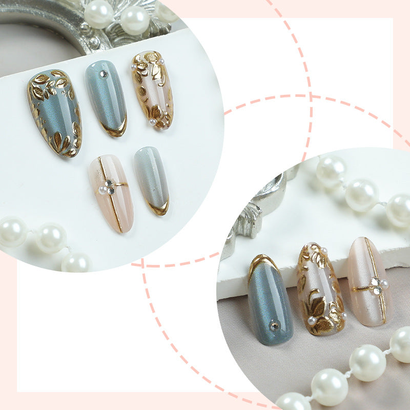 Decorative Press-On Nail Collection with Floral Accents Bowlift